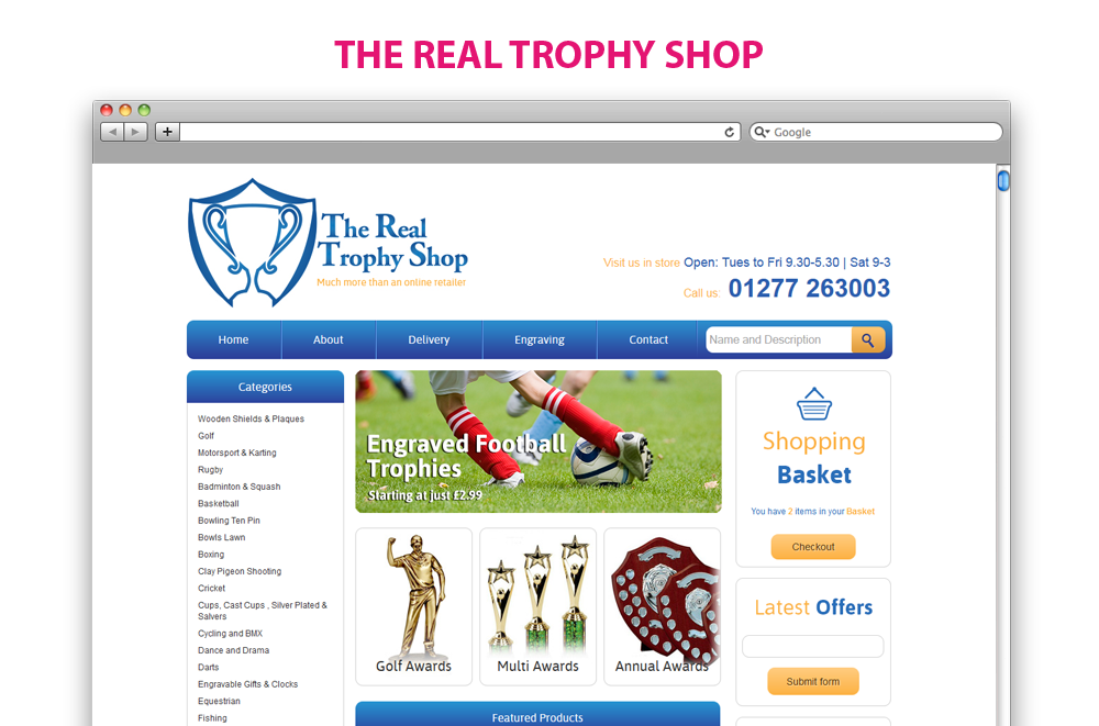 Ecommerce Website Design - The Real Trophy Shop Ecommerce Website Design - The Real Trophy Shop
