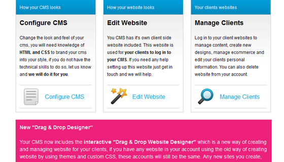 content management system dashboard