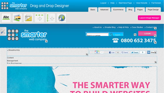 the drag and drop designer interface